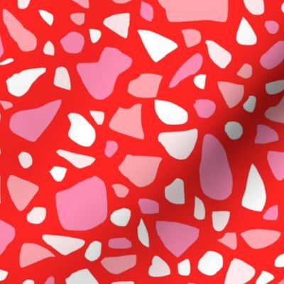 Terrazzo 2 Valentine in Red Pink and White on Red