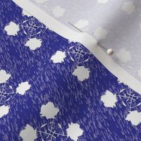 RSRN1 - Oriental Rose Silhouette Motif on Raindrop Background - Blue - Lavender - White - 2 inch repeat
