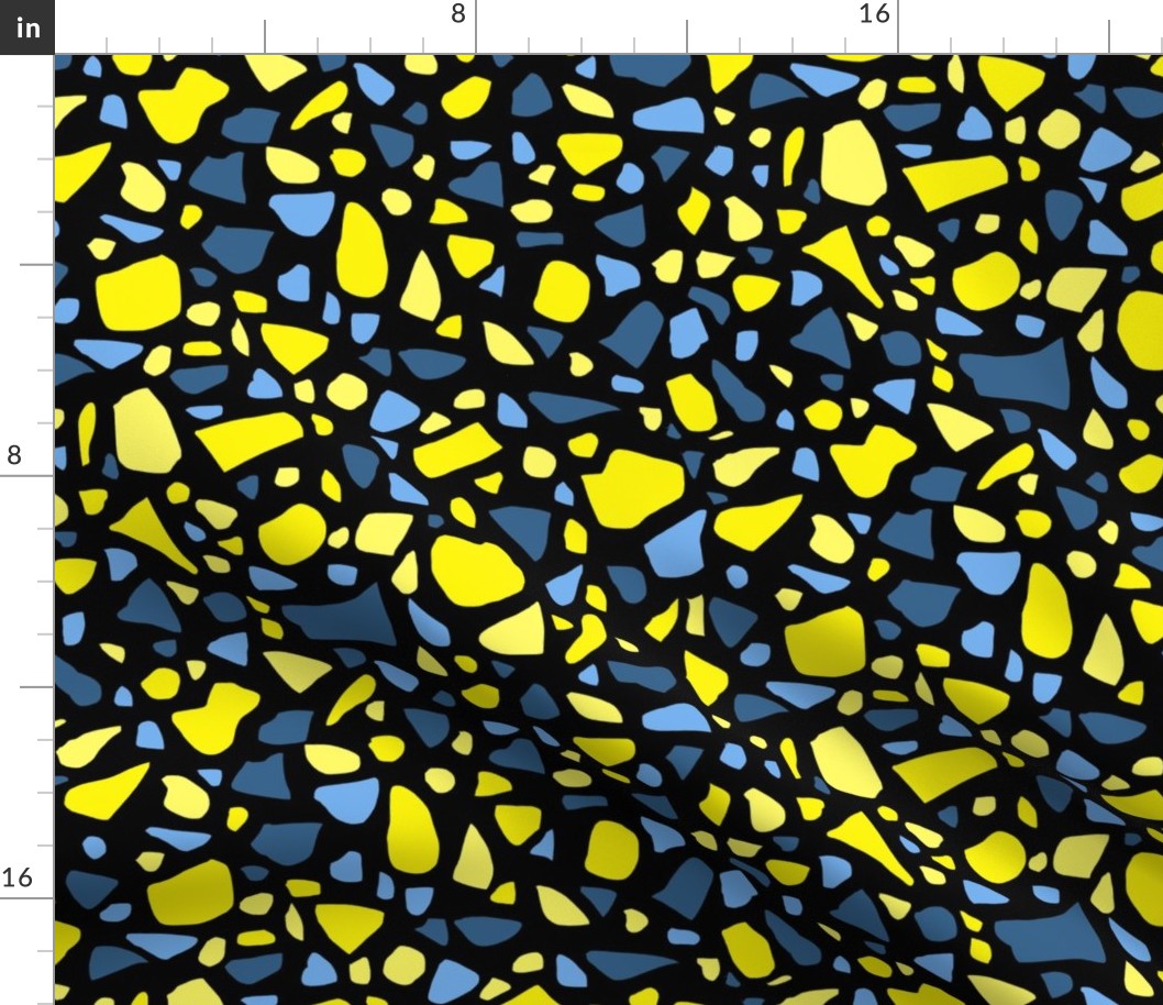 Terrazzo 2 Yellow and Blue on Black