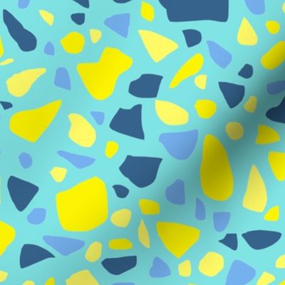 Terrazzo 2 Yellow and Blue on Sky Blue