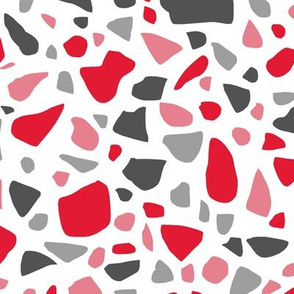 Terrazzo 2 Pink Red and Gray on White
