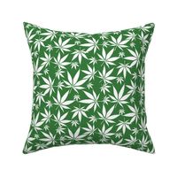 Cannabis leaves - white on green