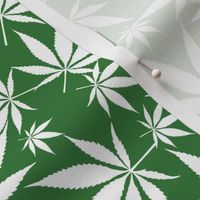 Cannabis leaves - white on green