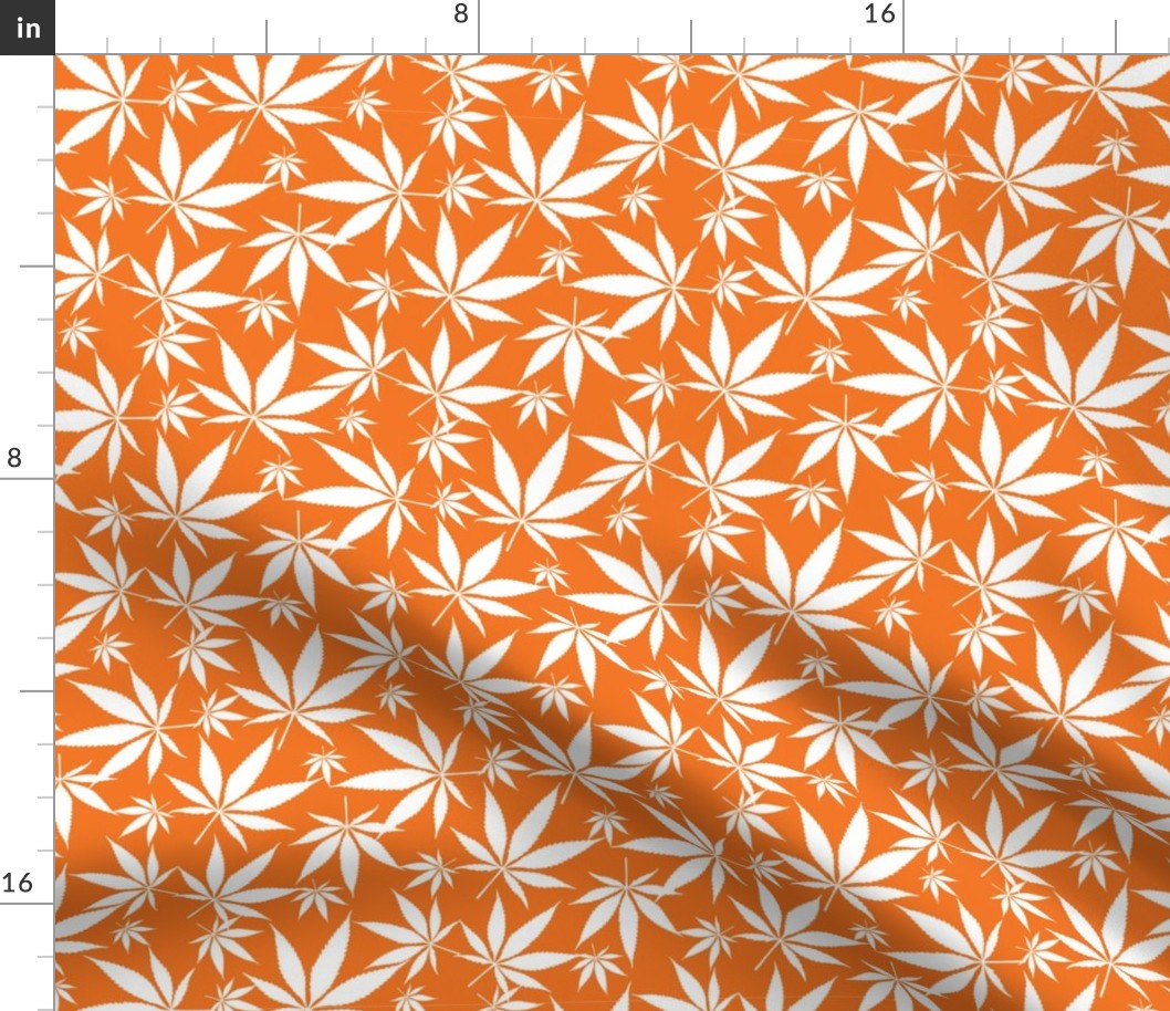 Cannabis leaves - white on orange