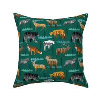 Mountain animals dark green small scale