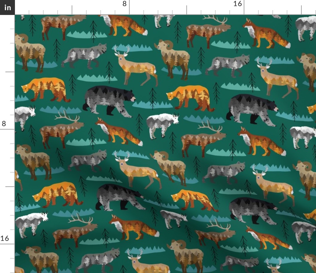 Mountain animals dark green small scale