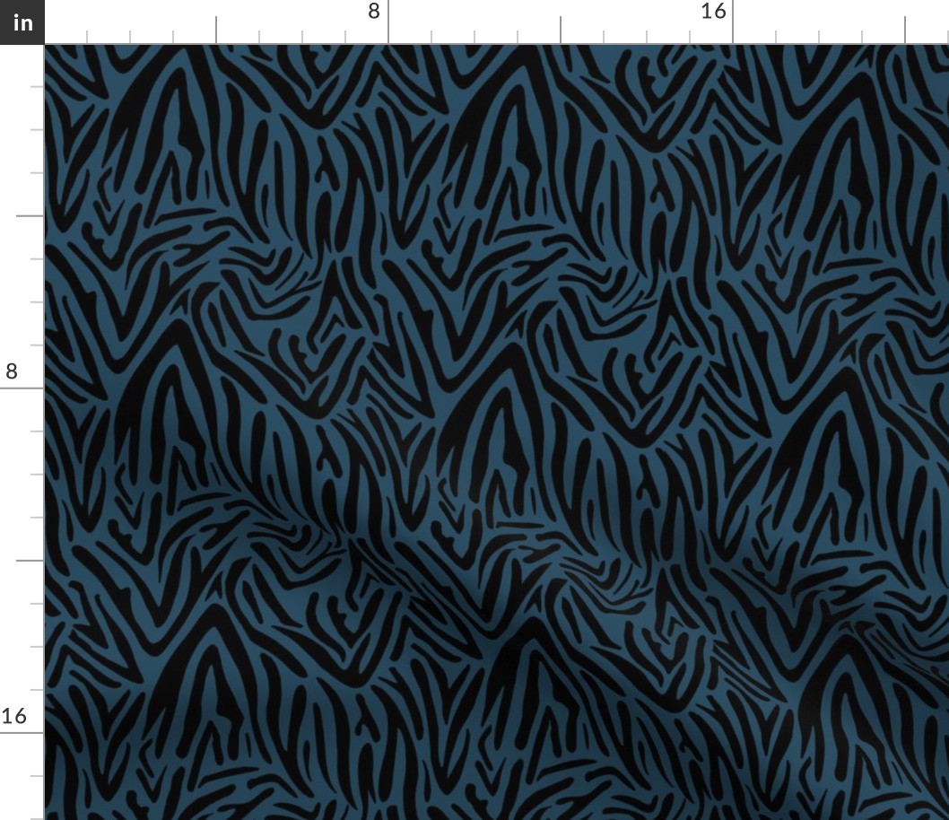 Minimal zebra wild life lovers abstract animal print monochrome trend night blue winter black