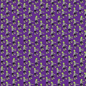 (micro scale) Zombie walk - halloween fabric - purple - LAD19BS