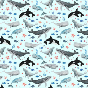 Whales Light Blue Ground (Smaller Scale)