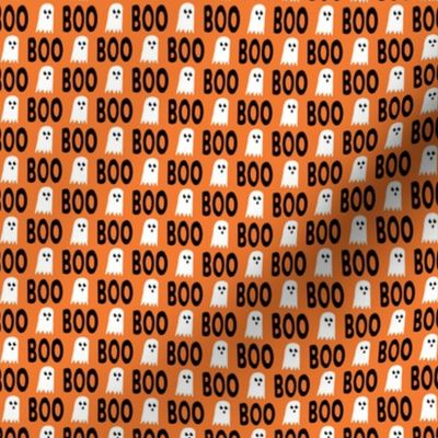 (1/2" scale) Boo - Ghost - Halloween fabric - orange - LAD19BS