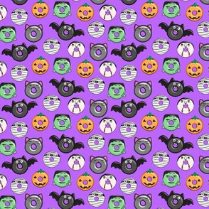 (3/4" scale) halloween donut medley - purple - monsters pumpkin frankenstein black cat Dracula  C19BS