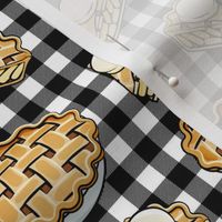 Apple Pie - Fall Dessert - black plaid - LAD19