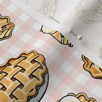 Apple Pie - Fall Dessert -  pink plaid - LAD19