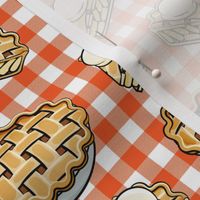 Apple Pie - Fall Dessert - orange  plaid - LAD19