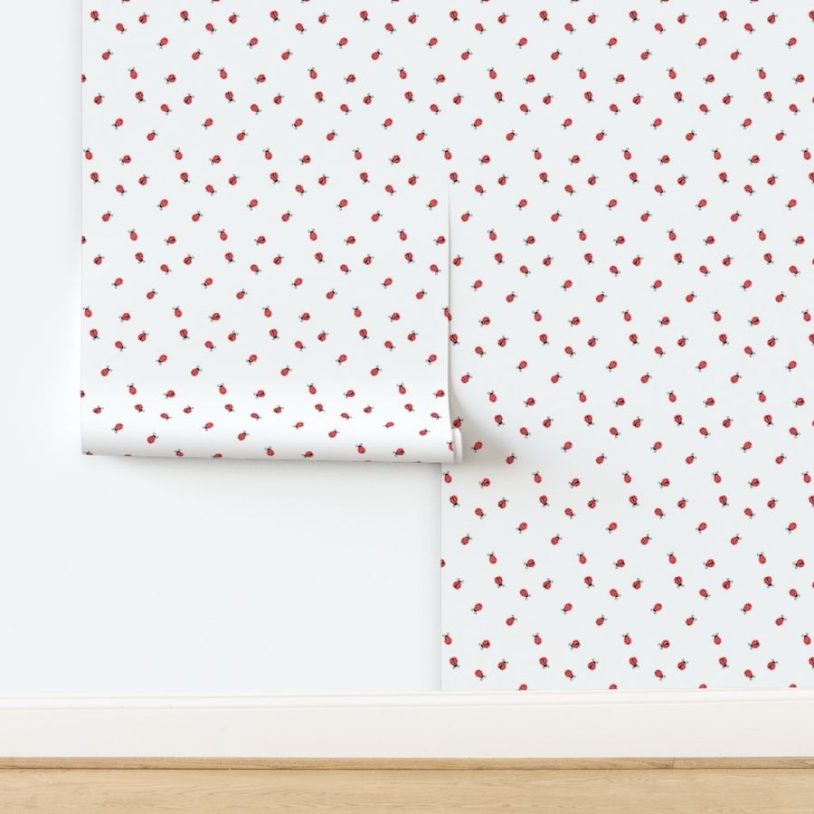 Ladybugs -  ladybird - red on white - LAD19