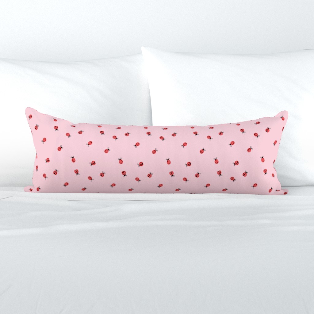 Ladybugs -  ladybird - red on pink - LAD19