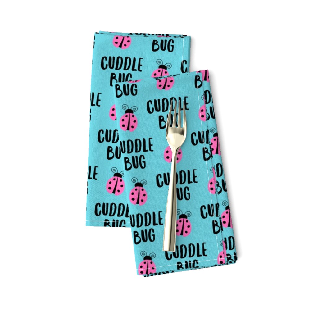 Cuddle bug - ladybug  ladybird - pink on blue - LAD19