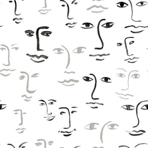 faces mixed -  sketchy black + white