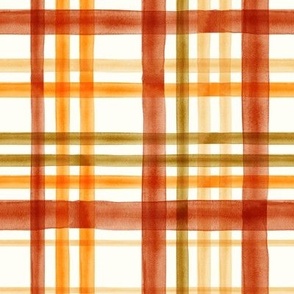 Fall Plaid - Watercolor - thanksgiving - orange & rust - LAD19