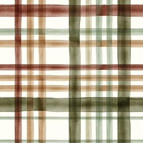 Fall Plaid - Watercolor - green - LAD19