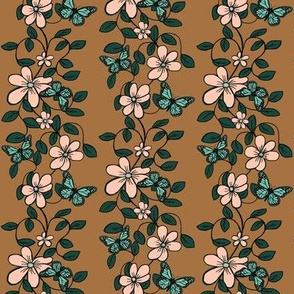 Flowers & Flutters / Vines & Butterflies   -Bronze and Blush  