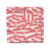 23 original authentic real certified  genuine rubber stamp red ink pad documents files white background chop grunge distressed words seal pop art culture vintage retro current affairs strong message statement sign label symbols monochromatic       