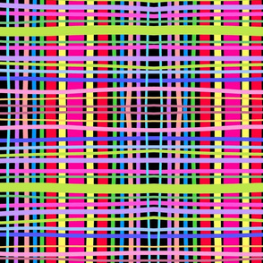 Hand-drawn abstract tartan #2 - black, large