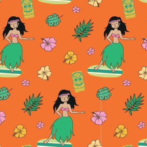 Mid-Century Hula and Tiki (Orange)