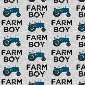 Farm Boy - Tractor blue on grey - LAD19