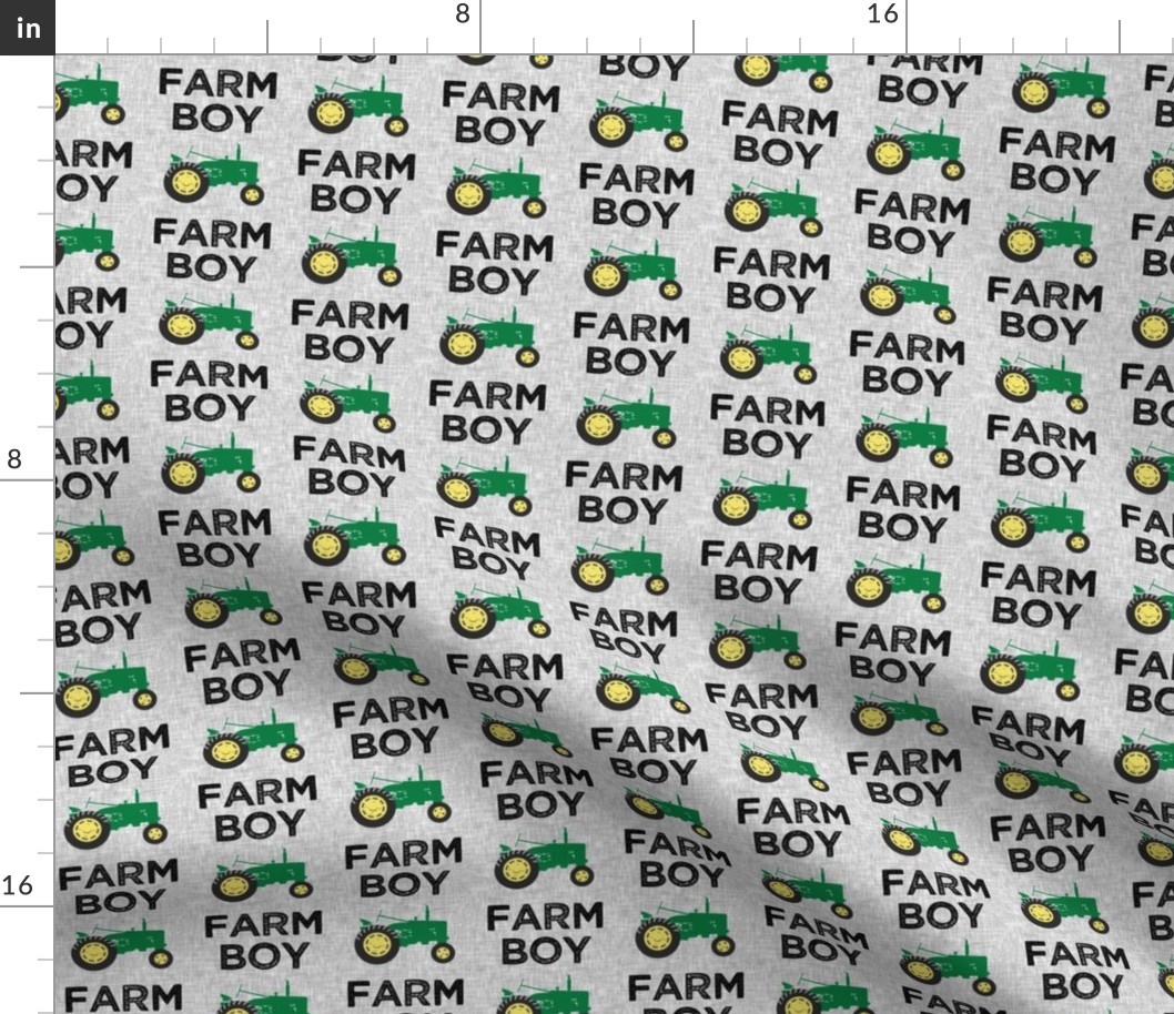 Farm Boy - Tractor green on grey - LAD19
