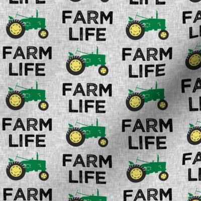 Farm Life - Tractor green on grey - LAD19