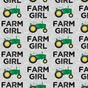 Farm Girl - Tractor green on grey - LAD19