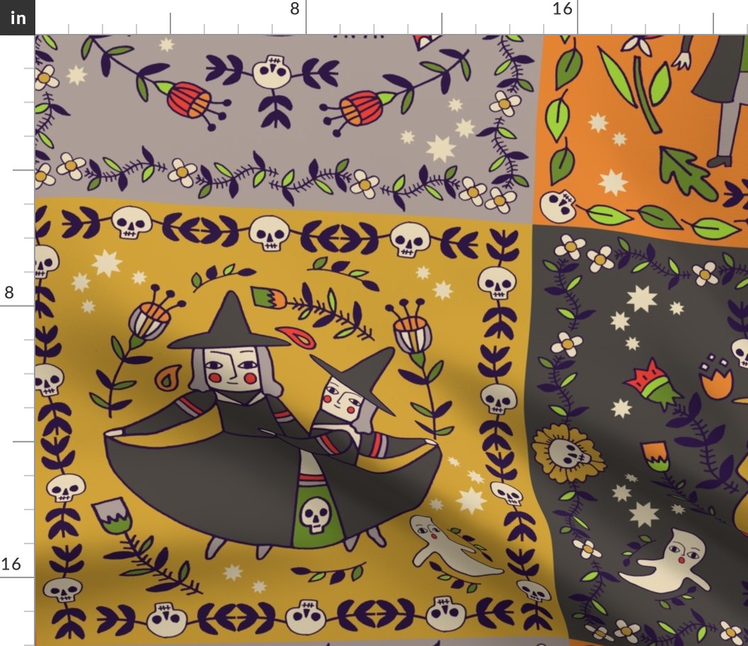 Halloween Squares 12x12 inch size Fabric