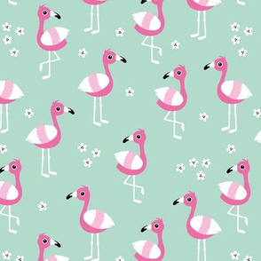 Little flamingo island tropical summer birds pink mint girls