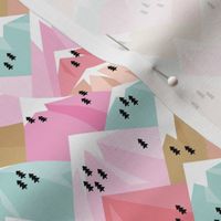 Abstract geometric winter snow topped mountains minimal climbing theme colorful pink pastels girls SMALL