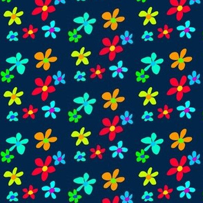 Dancing Spring Blossoms on Indigo - Small Scale