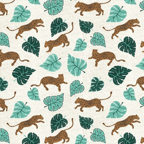 leopard and monstera leaves