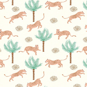 leopard and palms - cream background