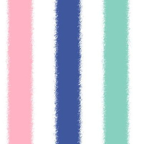 Fuzzy Stripes in Mint Pink and Navy Blue