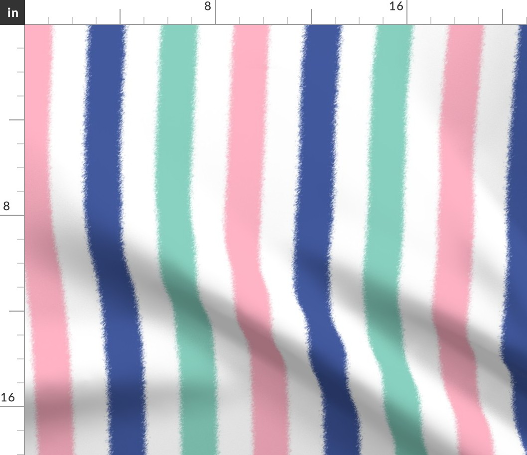 Fuzzy Stripes in Mint Pink and Navy Blue