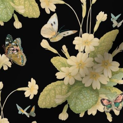 Yellow Primroses & Butterflies