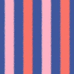 Fuzzy Stripes in Coral and Pink on Navy Blue