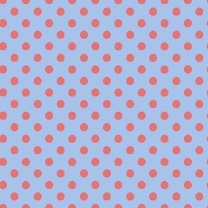 red polka dots on blue