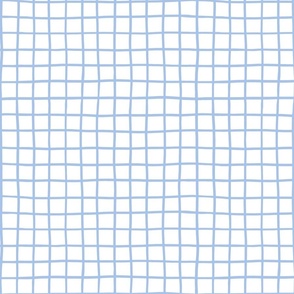 1" hand drawn blue grid on white