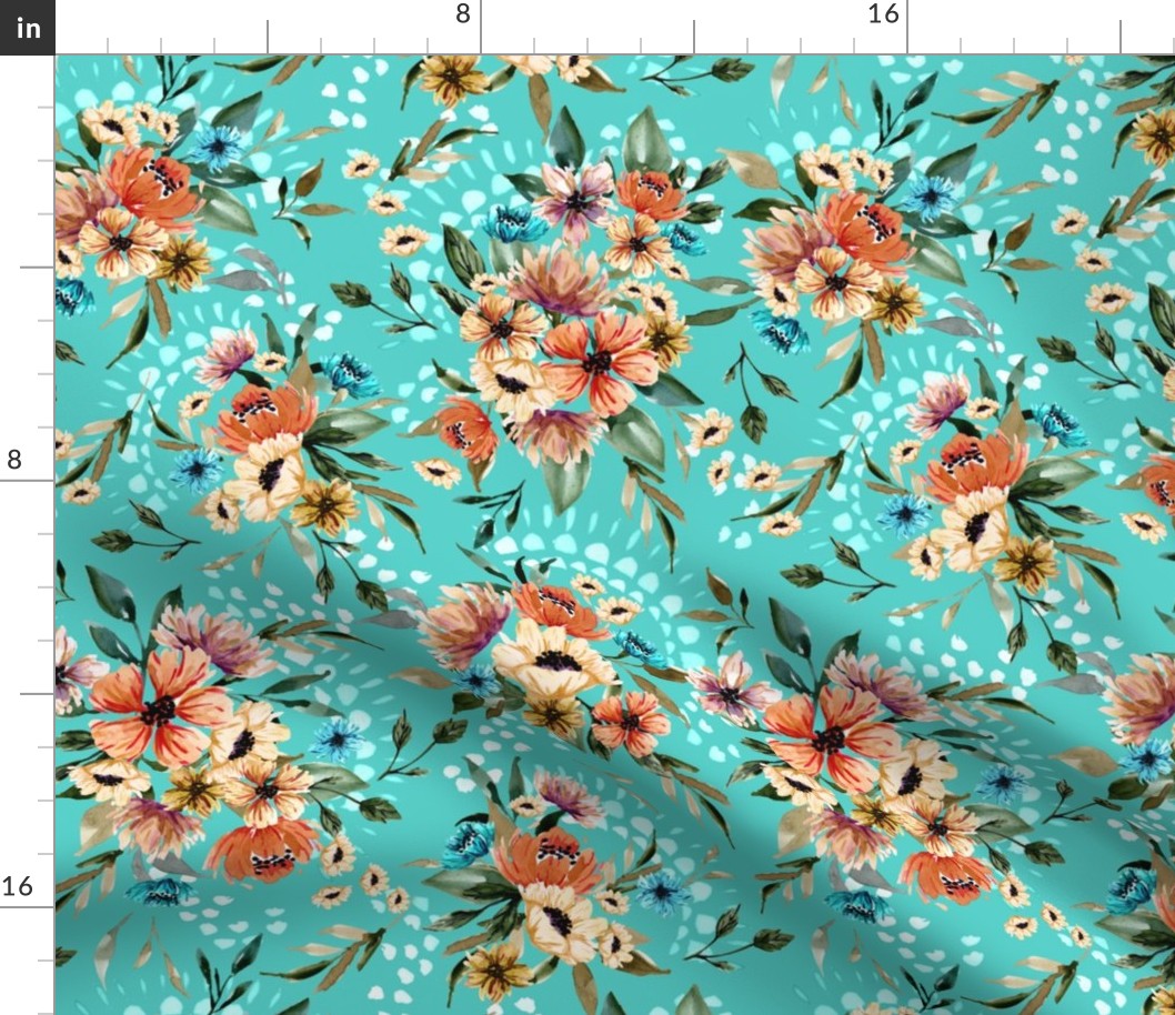Daphnie Floral Garden - Teal