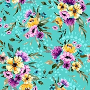 Daphnie Floral Garden V02 - Teal