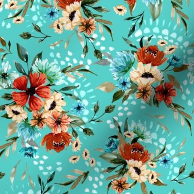 Daphnie Floral Garden V03 - Teal