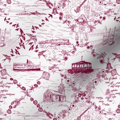 Star Island Toile (burgundy)