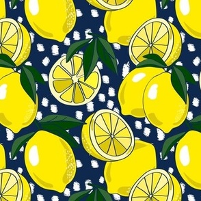 Allover Lemons on navy