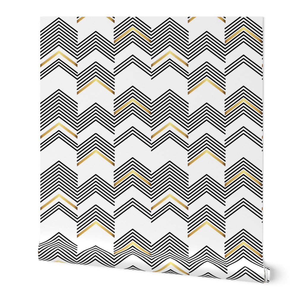 White & Gold chevron- Macro